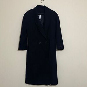 Vintage Jones New York Classic Black Trench Coat L Long wool coat lined Y2K